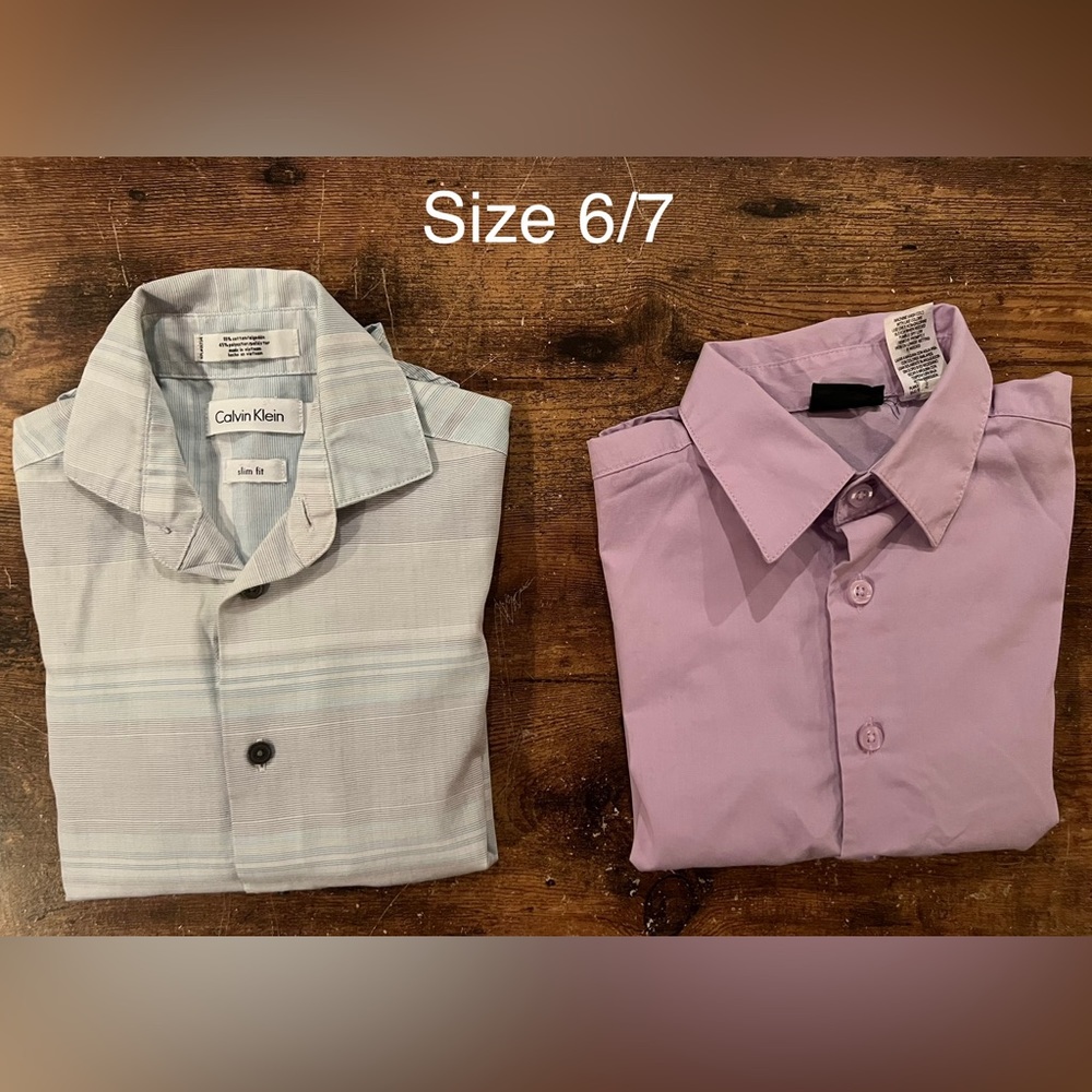 Two Pairs Boy’s Button-Up Dress Shirts- size 6/7